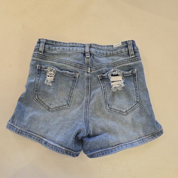 Almost Famous Denim Shorts Juniors 1 Distressed Light Wash Festival Grunge Beach - Picture 2 of 6